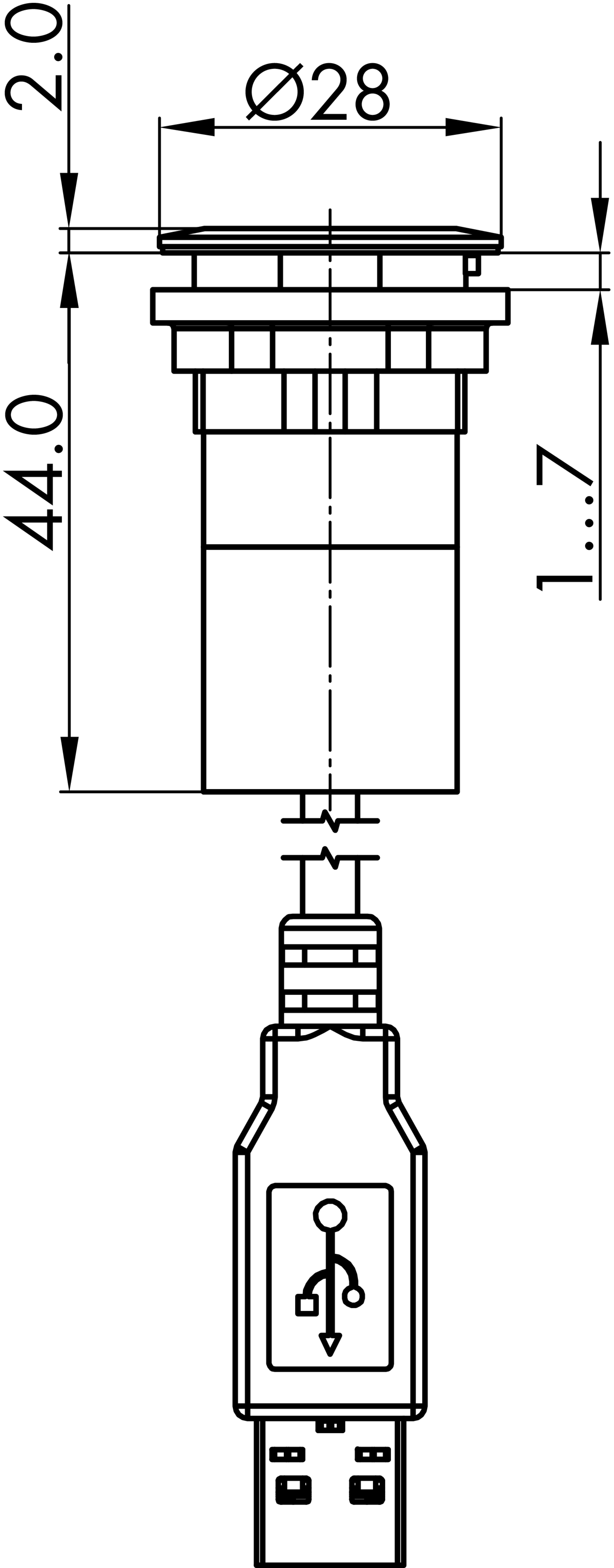 Maßskizze RRJ_RFID_HID