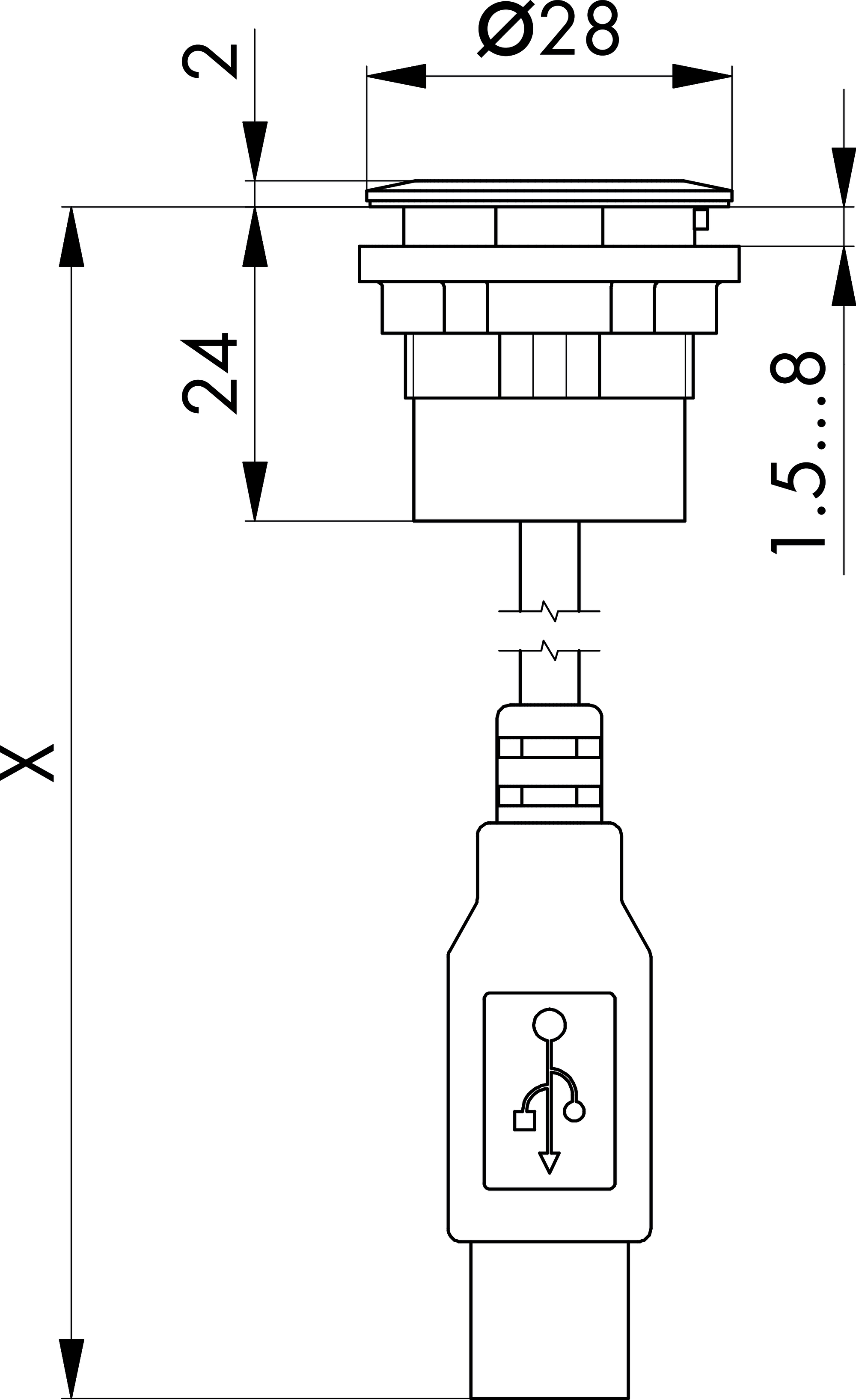 Maßskizze RRJ_USB_CA_60