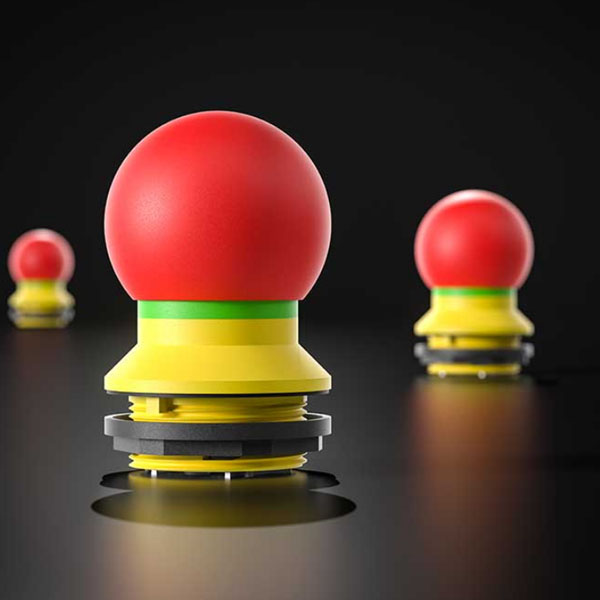 Not-Halt In the picture you can see an emergency stop with a round head.