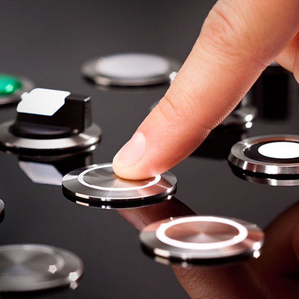 Rontron-RJ-Edelstahl The picture shows Rontron RJ stainless steel pushbuttons.