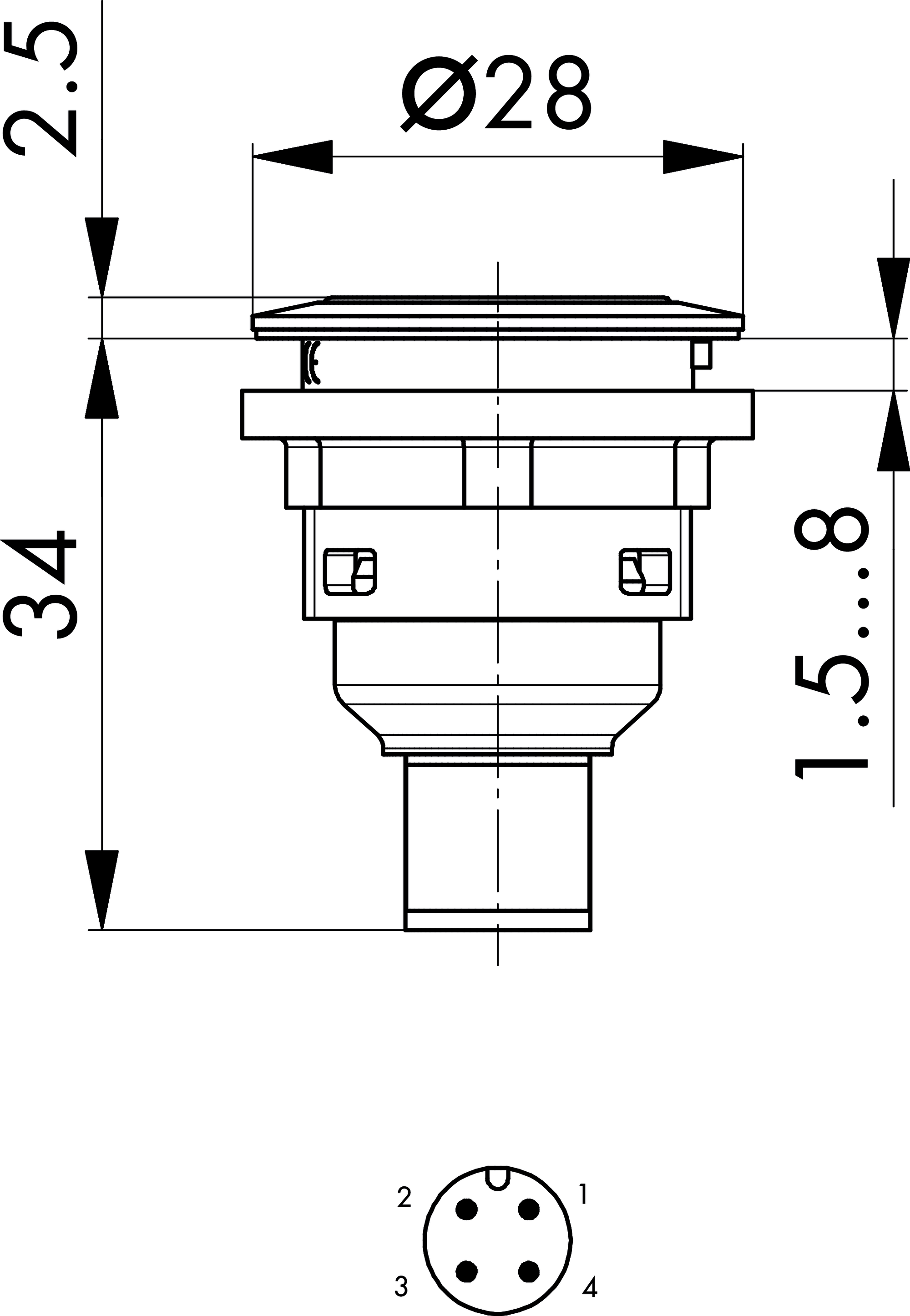 STII_C009 Pushbutton | Round | 4-pin M12 connector | Silver-colored ...