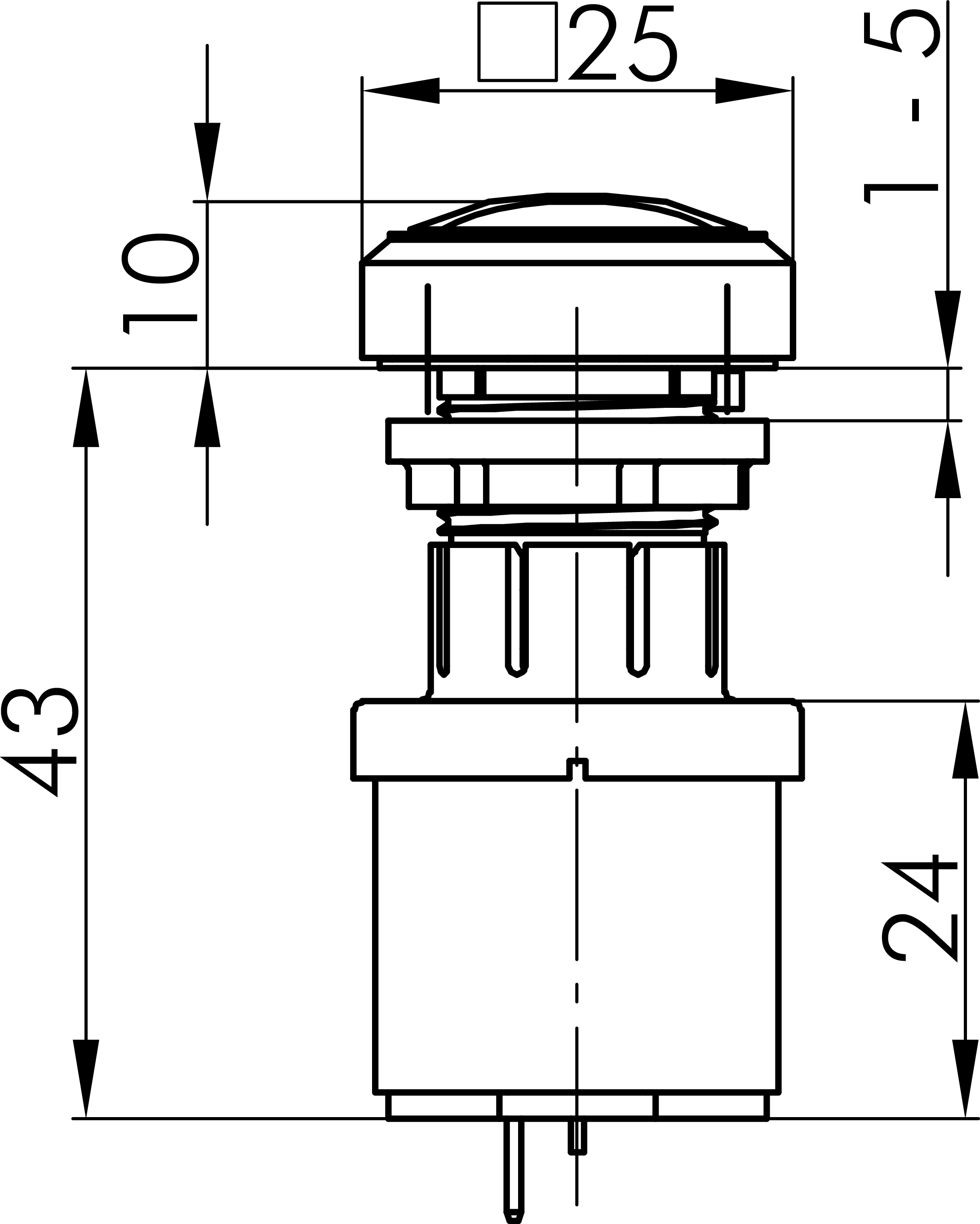 Maßskizze OKNMSG+SGI-24V
