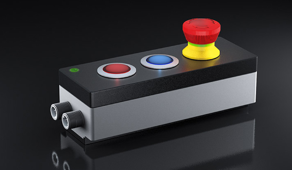 Bestücktes IO-Link Gehäuse Sur la photo, on peut voir un boîtier IO-Link équipé.